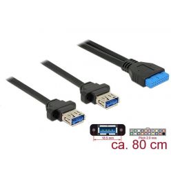 Delock interní USB 3.0 19-pin konektor -> 2x USB-A samice, 80cm