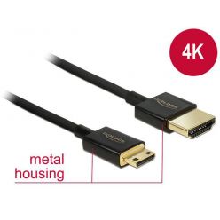 Delock slim HDMI 2.0 kabel , HDMI-A -> mini HDMI-C, 25cm