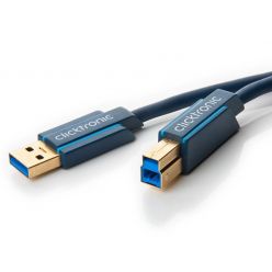 ClickTronic propojovací USB 3.0 kabel, A-B, zlacené konektory, 0.5m
