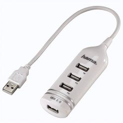 HAMA 4-portový USB 2.0 hub, bílý