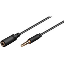 PremiumCord prodlužovací kabel Jack 3.5mm, 4-pinový, 1m, pro Apple iPhone, iPad, iPod