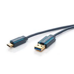 ClickTronic HQ OFC Kabel USB 3.0 konektor C/male - USB 3.0  A/male, modrý, 3m