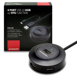 AXAGON 4x USB2.0 cable hub + micro USB OTG BLACK