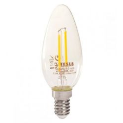 TESLA LED žárovka FILAMENT RETRO svíčka/ E14/ 2,5W/ 230V/ 250lm/ 2700K/ teplá bílá/ čirá