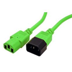 Kabel síťový prodlužovací IEC320 C14 - IEC320 C13, 0,8m, zelený