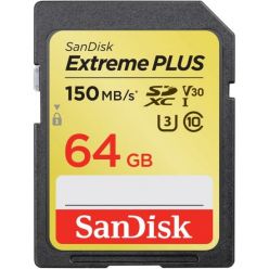 SanDisk Extreme Plus 64GB SDXC karta, UHS-I U3, 150R/70W
