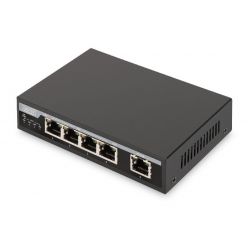 Digitus Gigabit Ethernet PoE Switch 4-portový PoE + 1-portový uplink, 62W PoE budget