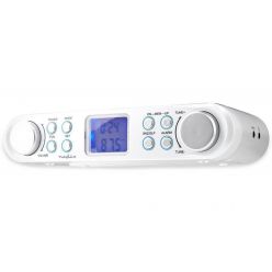 NEDIS kuchyňské rádio/ FM/ síťové napájení/ digitální/ 1,5 W/ budík/ výstup pro sluchátka/ bílo-stříbrné