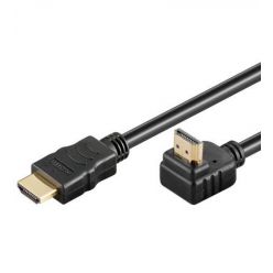 PremiumCord HDMI 1.4 kabel, zlacený zahnutý konektor 90° 1m