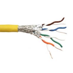 Kabel S/FTP kulatý, kat. 8, Eca, 100m, AWG22, drát, žlutý