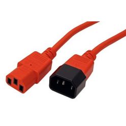 Kabel síťový prodlužovací IEC320 C14 - IEC320 C13, 3m, červený