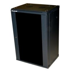 XtendLan 19" jednodílný nástěnný rozvaděč 22U, šířka 600mm, hloubka 600mm, skleněné dveře-kouřové sklo, černý