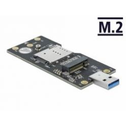 Delock Převodník USB 3.0 Typu-A samec na M.2 Key B se SIM slotem