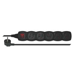 Prodlužovací kabel s vypínačem 5 zásuvek  3m černý