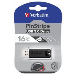 Verbatim PinStripe 16GB flash disk, USB 3.0, černý