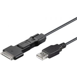 Goobay propojovací USB kabel 3v1, micro USB + mini USB + Apple 30p, 1m, černý