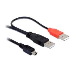 Delock napájecí Y kabel, 2xUSB A na mini USB B, 1 metr