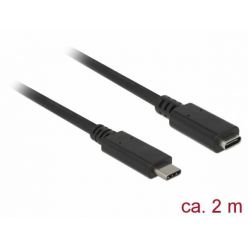 Delock USB 3.0 prodlužovací kabel USB-C -> USB-C, 3A, 2m, černý