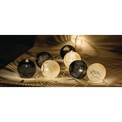 HQ HQLEDSLPBALL - LED dekorační řetěz, 10 LED, černé a bílé koule