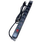 DATAWAY PDU-8-PP-3M, Napájecí panel 8x 230V, 1U, 19", M6, 3m