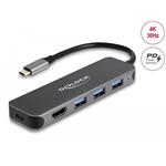 Delock 3-portový USB 3.0 hub s HDMI, PD 85W, USB-C