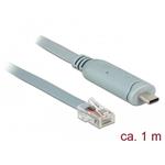 Delock Adaptér USB 2.0 Typ-C samec > 1 x Serial RS-232 RJ45 samec 1,0 m šedá