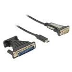 Delock Adaptér USB-C -> RS-232 + Adaptér DB25, FTDI FT232RL