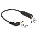 Delock audio kabel Stereo jack 2.5 mm 3 pin samec > Stereo jack 3.5 mm 3 pin samice pravoúhlá