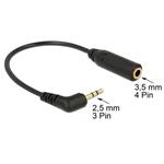 Delock Audio kabel Stereo jack 2.5 mm 3 pin samec > Stereo jack 3.5 mm 4 pin samice pravoúhlá