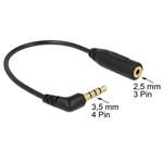 Delock Audio kabel Stereo jack 3.5 mm 4 pin samec > Stereo jack 2.5 mm 3 pin  samice pravoúhlá