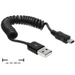 Delock kabel USB 2.0 A samec > USB mini-B samec, kroucený kabel