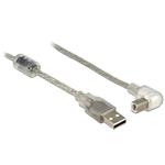 Delock Kabel USB 2.0 Typ-A samec > USB 2.0 Typ-B samec pravoúhlý 2,0 m transparentní