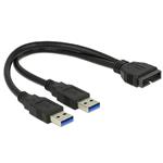 Delock kabel USB 3.0 Pin konektor samec > 2 x USB 3.0 Type-A camec 25 cm 