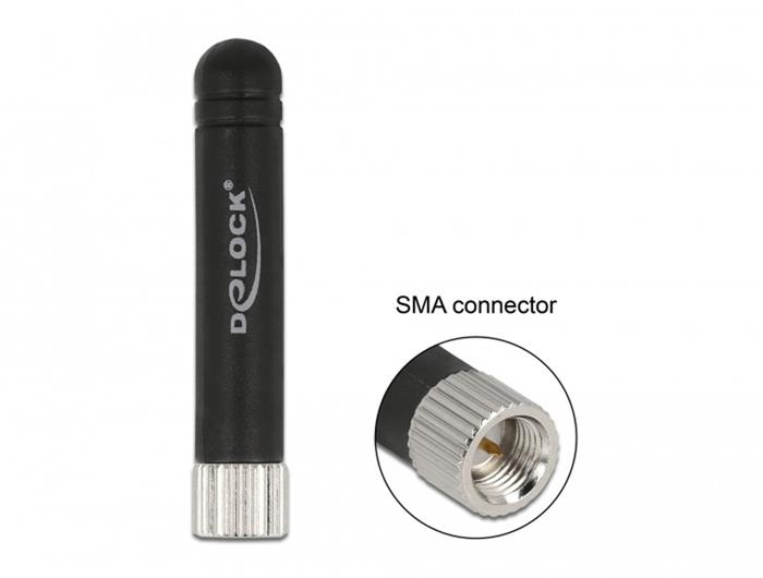 Delock LPWAN 868 MHz anténa SMA samec 1,6 dBi všesměrová pevná černý