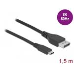 Delock obousměrný kabel USB-C na DisplayPort, 8K@60Hz, 1.5m, černý