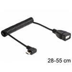 Delock OTG kabel, micro USB, pravoúhlý, 28-50cm, kroucený kabel