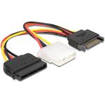 Delock Power Adapter SATA 15-pin samec > Molex samice 4-pin + SATA 15-pin samice, 16,5cm