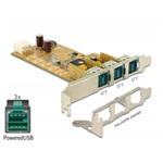 Delock PoweredUSB řadič, USB 2.0, 3x 12 V, PCIe