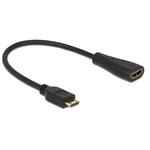 Delock redukce z mini HDMI (m) -> HDMI (f), 23cm, černá