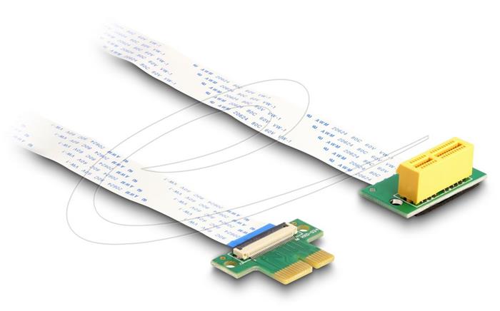 Delock Riser karta PCI Express, ze zástrčky x1 na slot x1 90° pravoúhlý, s kabelem FPC, délka 30 cm