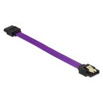 Delock SATA kabel 6 Gb/s 10 cm přímý/přímý, kovové svorky, fialový Premium