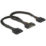 Delock SATA napájecí kabel 15 pin samice > 2 x SATA 15 pin samec 25 cm