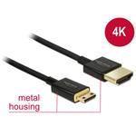 Delock Slim Premium kabel HDMI 2.0, A samec > Mini-C samec, 1m