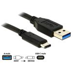 Delock USB 3.1 Gen 2 kabel, USB-C na USB-A, 0.5m, černý