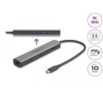 Delock USB-C dokovací stanice, 1x USB 4.0, 2x USB 3.1, 2.5G LAN, PD 100W