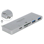 Delock USB-C hub se 3 porty a čtečkou karet pro MacBook, PD 3.0