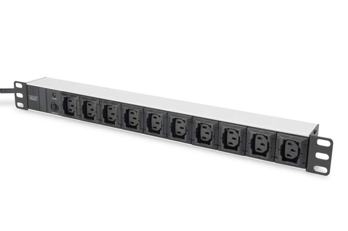 DIGITUS 19" PDU, 1U hliník, C14 -> 10x C13, 10A, jistič