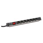 Digitus 19" PDU, 1U hliník, SCHUKO -> 7x CEE 7/4, vypínač