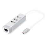 DIGITUS 3-portový USB 2.0 hub + Ethernet adaptér s konektorem USB-C