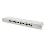 Digitus CAT 5e, Class D Patch Panel, shielded 16-port RJ45, 8P8C, LSA, 1U, rack mount, color grey RAL 7035